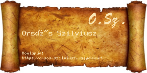 Orsós Szilviusz névjegykártya